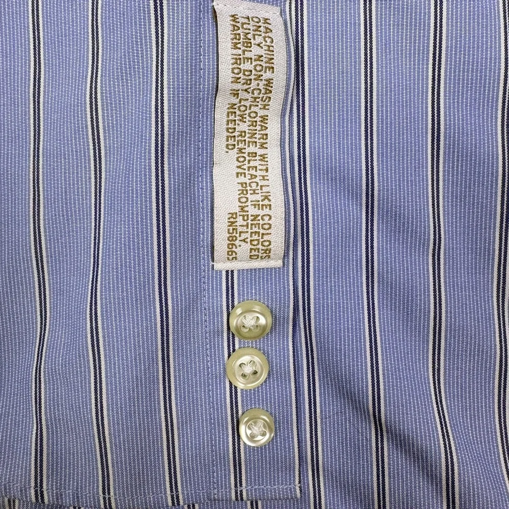 Nordstrom Trim Fit Button Up Shirt Mens Sz 16 1/2 32-33 Blue‎ White Stripe Smart
